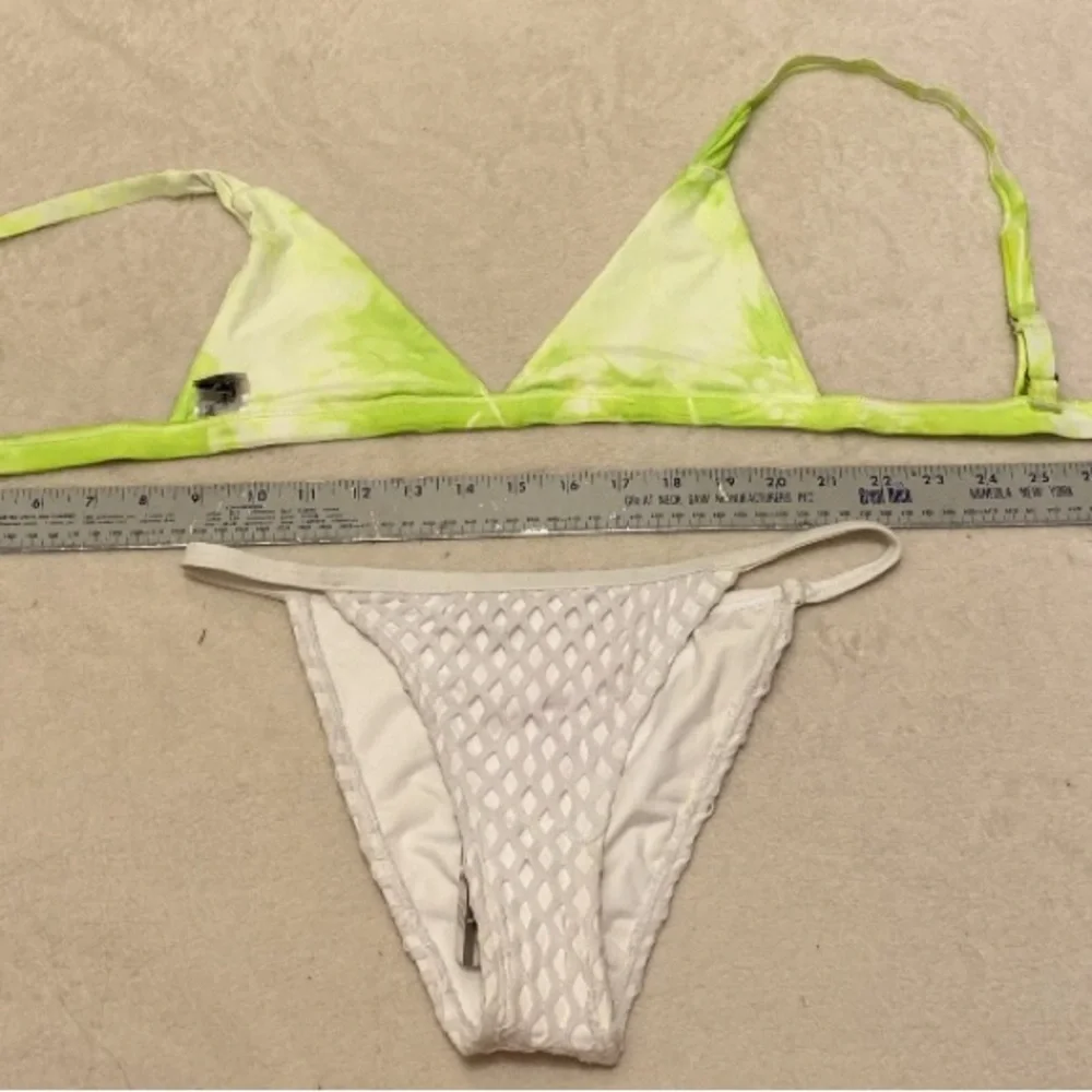 Chic Lime and White Tie Dye Bikini Set